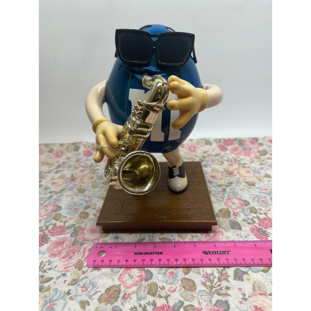 M&M Blue Character Saxophone Player Candy Dispenser Jazz Musician Vintage Style